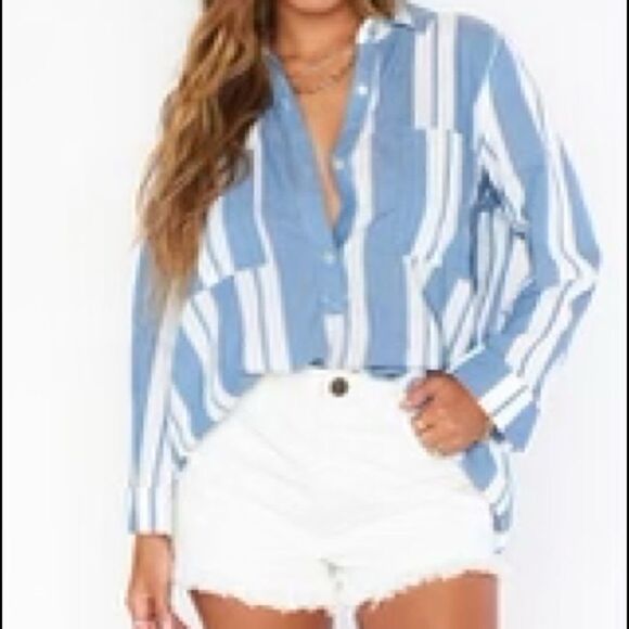 Show Me Your Mumu Sz Medium Stayton Tunic Top in Sailboat Stripe - Picture 1 of 9